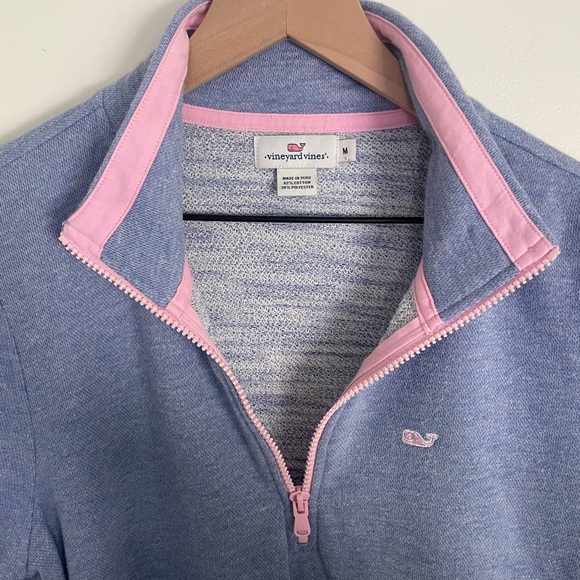 Vineyard Vines Tops - Vineyard Vines Light Blue and Pink Half-Zip Sweatshirt